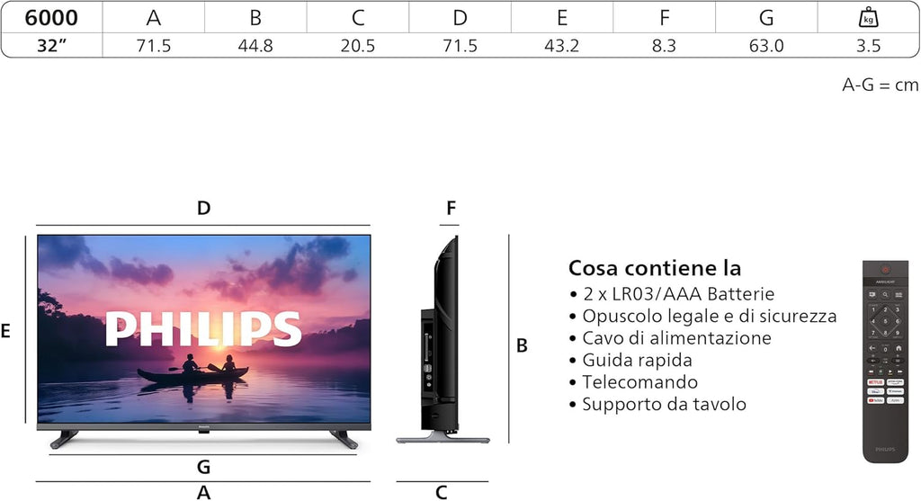 32PFS6000 HD LED Smart TV - Display 32'' with Pixel Plus, Platform Titan OS and Dolby Digital Sound - Works with Alexa and Google Voice Assistant