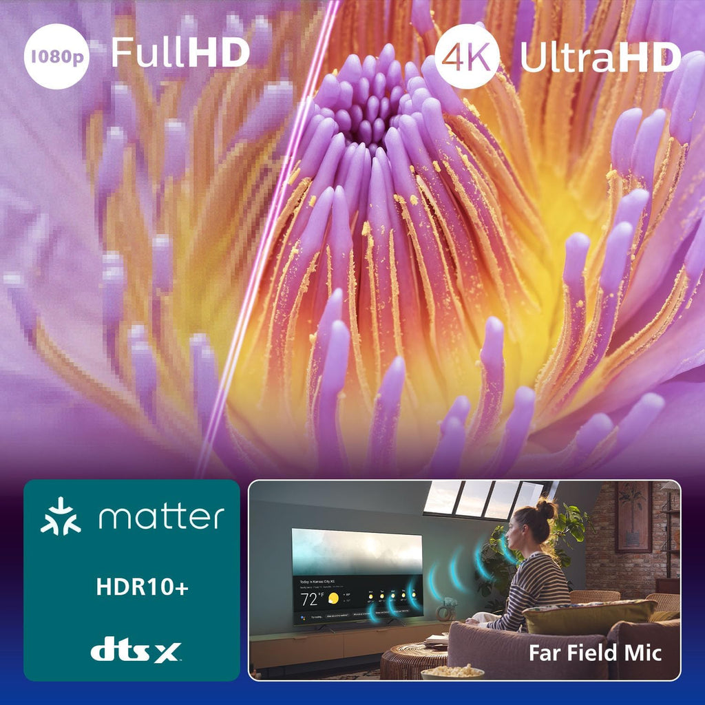 55PUS7200 4K LED Smart TV - Display 55'' with Platform Titan OS, Pixel Precise Ultra HD and Dolby Atmos Sound - Works with Alexa and Google Voice Assistant
